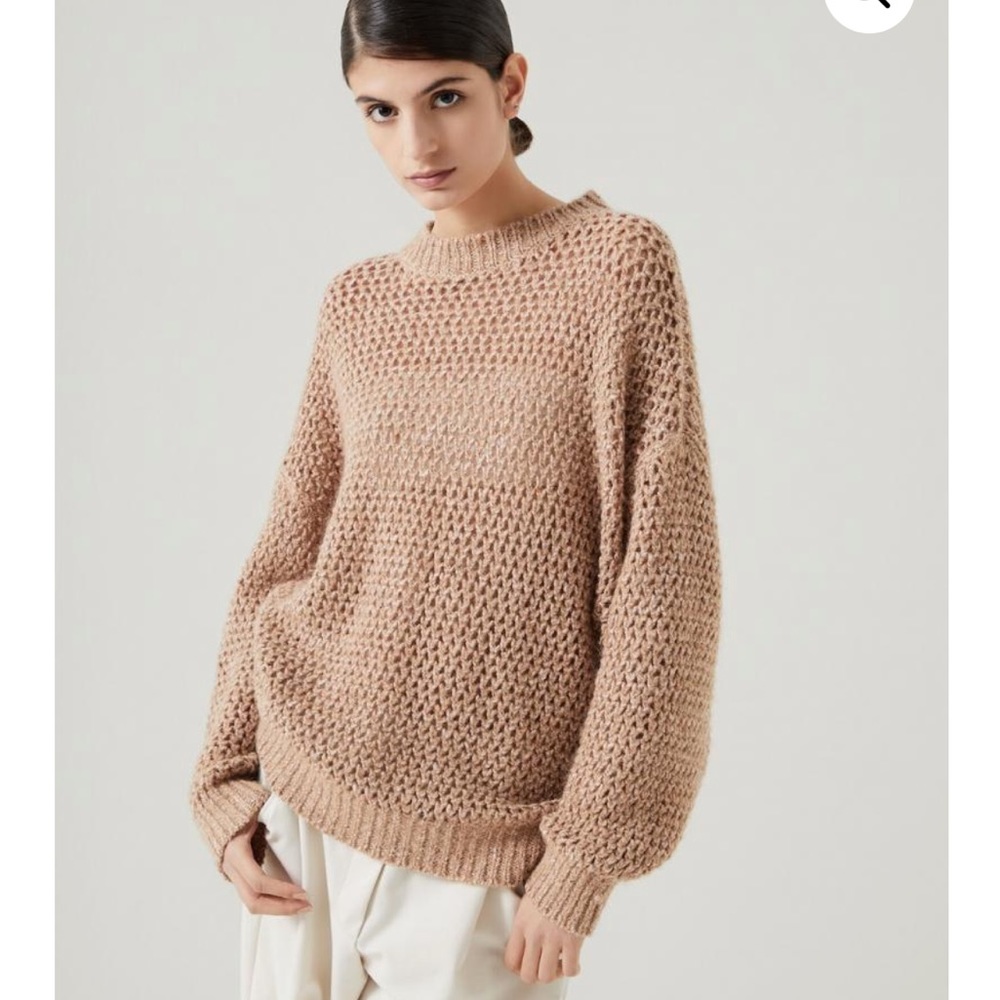 New with tags. Brunello Cucinelli open weave sweater with metallic thread - Picture 4 of 14